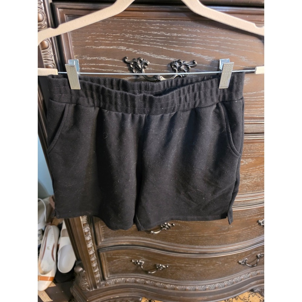 Grace The Perfect Fit Womens Black Sweat Shorts Elastic Waist Pockets XS
